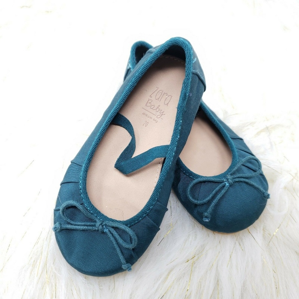 ZARA Baby Girl Shoes Ballet Holiday Green Flats